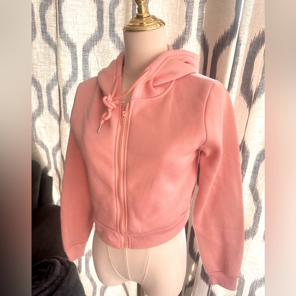 Womens Pink Zip-Up Hoodie XS